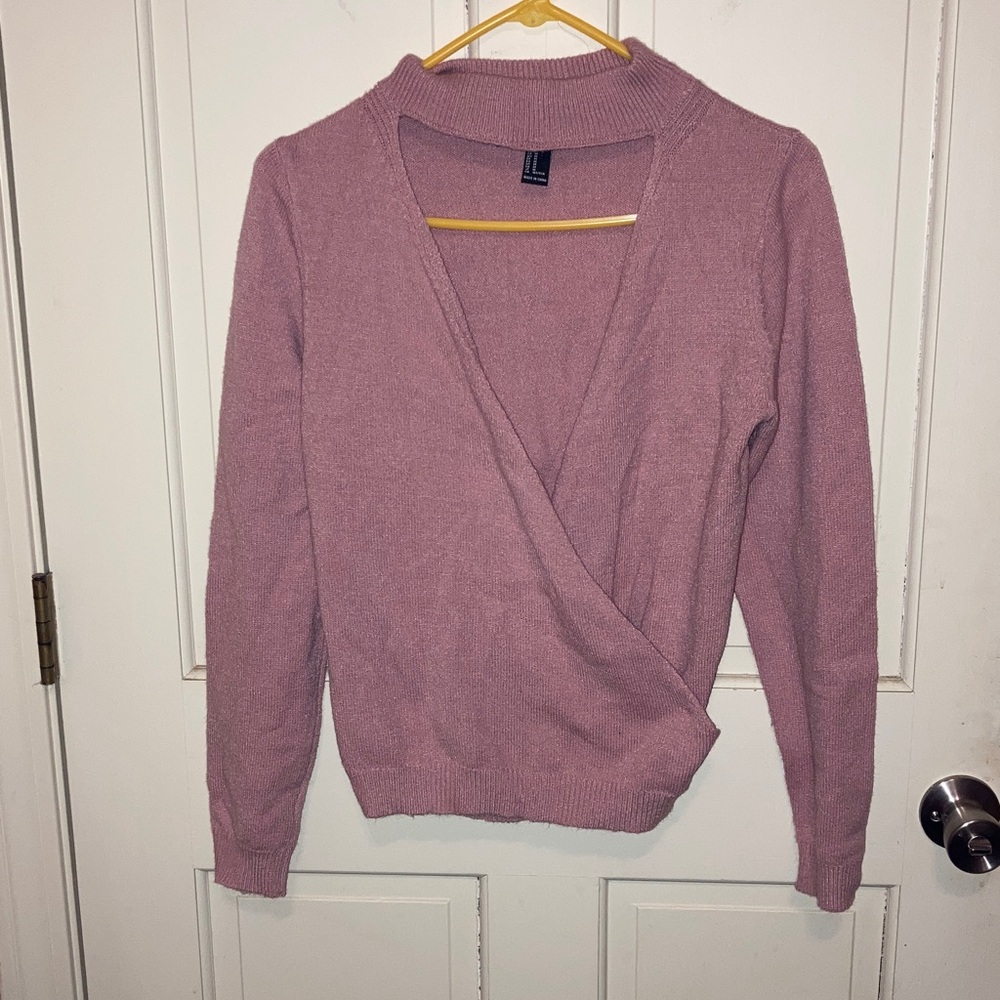 Forever 21 Dusty Pink Mauve Open Front Wrap Sweater Medium M